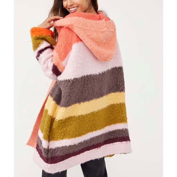 Free People Dream Team Cardi / Desert Coral Sweater Cardigan EUC Small - Picture 3 of 9